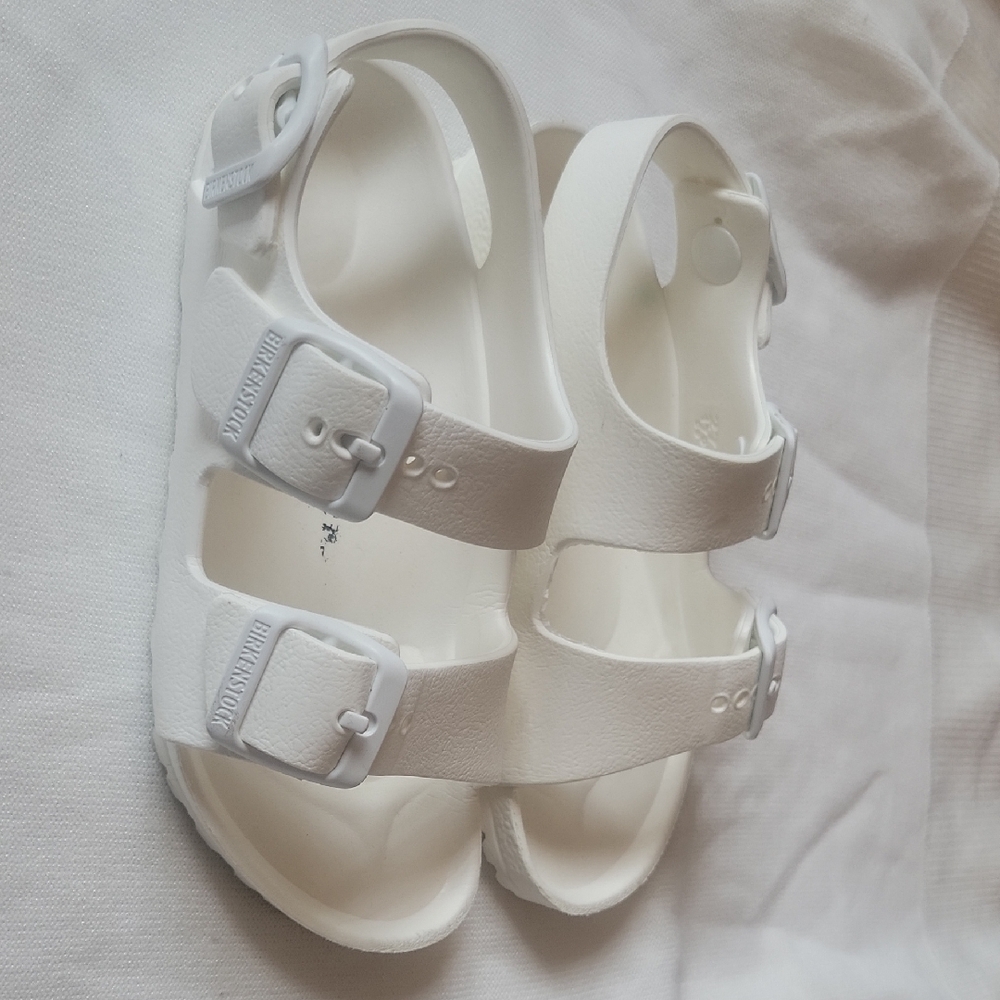 Birkenstock Kids White Double-Buckle EVA Sandals
